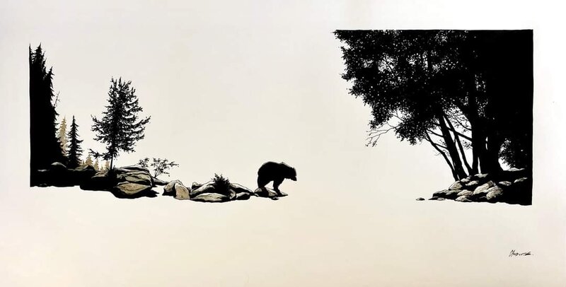 En vente - De l'autre côté... par Christophe Chabouté - Illustration originale