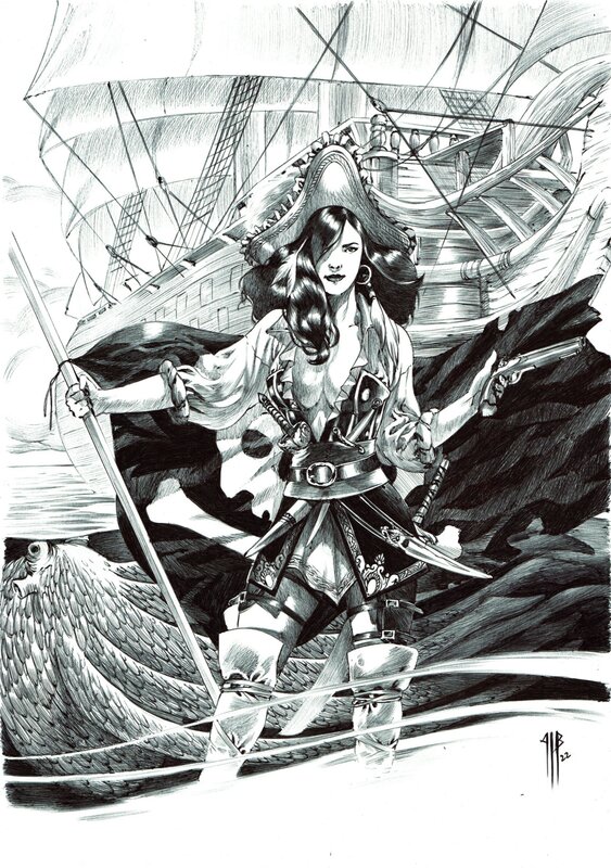 En vente - La femme pirate par Bringel philippe - Illustration originale