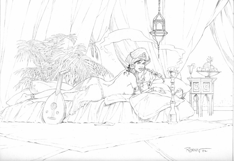 En vente - Mata HARI 1 par Olivier Roman - Illustration originale