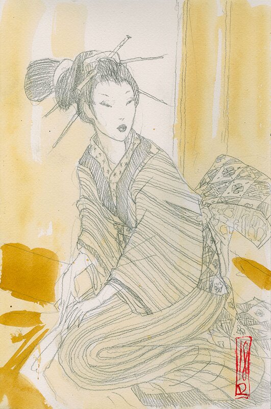 En vente - Edo - illustration par Olivier Ledroit - Illustration originale
