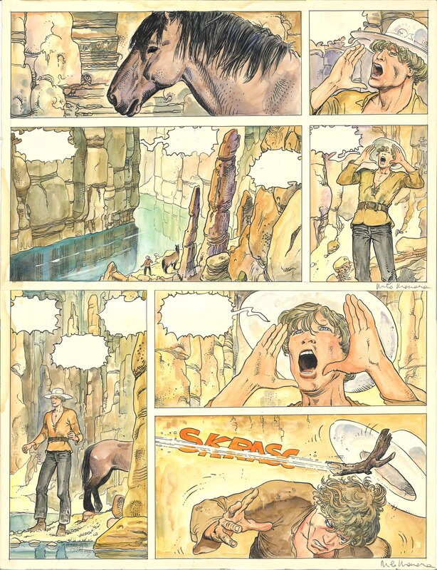 Milo Manara, Quatre doigts - Aquarelle - Planche originale