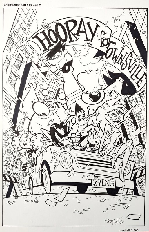 Troy Little, The Powerpuff Girls #3 Splash ft Medusa, The Gangreen Gang, Princess Morbucks - Comic Strip