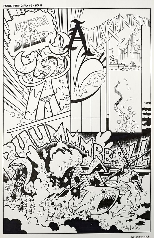The Powerpuff Girls #3 Splash ft HIM - Troy Little - IDW - Planche originale