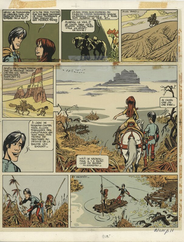 Évelyne Tranlé, Jean-Claude Mézières, Pierre Christin, Valérian. Les Mauvais Rêves. Bleu de la planche 12 - Original art