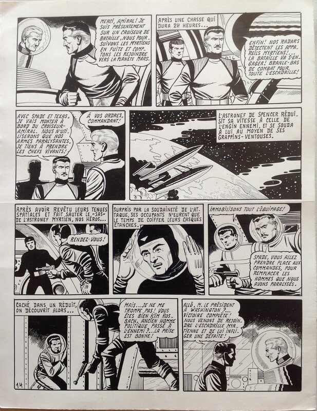 Raoul Giordan, Robert Giordan, Robert Lortac, Giordan Planche Originale 14 de Meteor 90 La Terre est Folle - Bd Artima 1960 - Planche originale