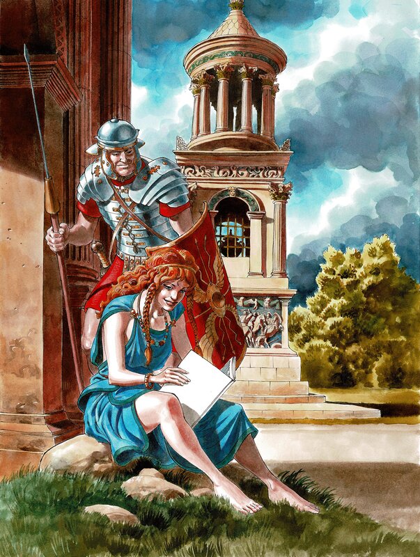 Lecture à Glanum par Pierre Taranzano - Illustration originale