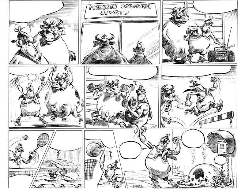 Slawomir Kiełbus, Milkymen dans le gymnase - Comic Strip