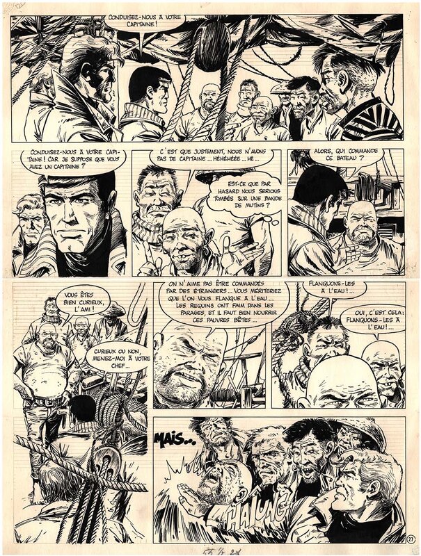 En vente - William Vance, Bob Morane les 7 croix de plomb page 27 - Planche originale