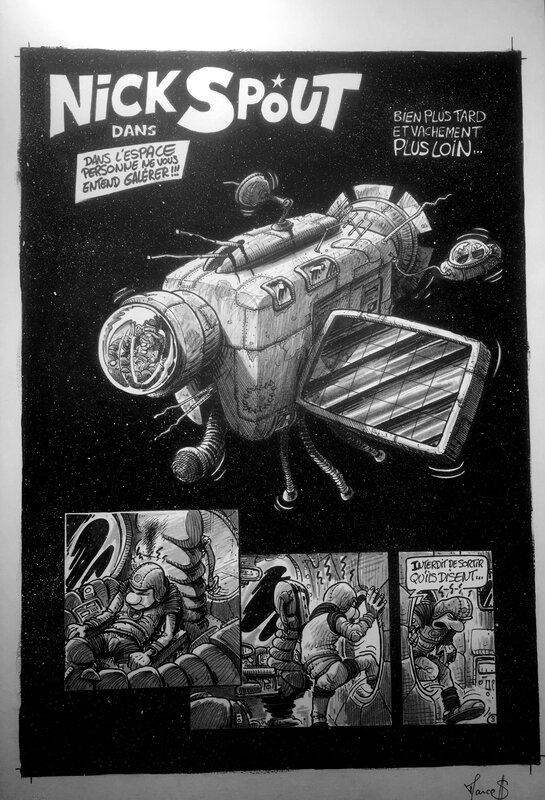 Marco $, Nick Spout - Planche 3 sur 12 - BD humoristique spatiale/SF - Comic Strip