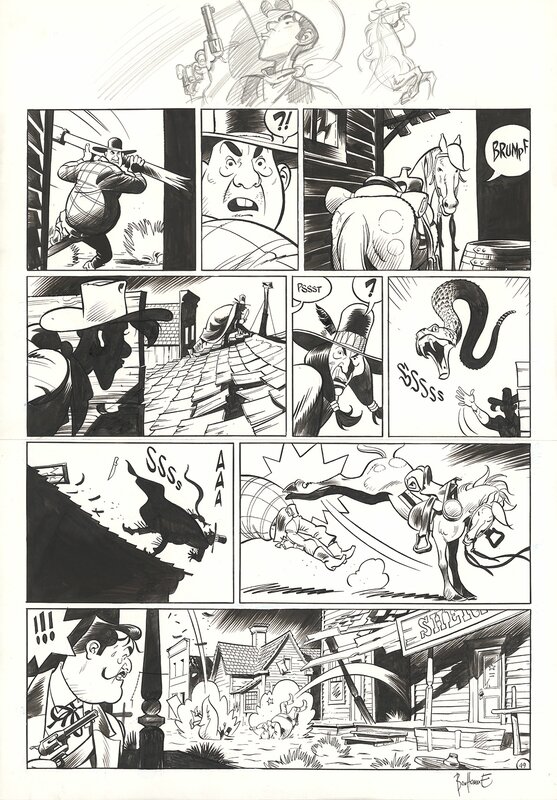 Lucky Luke - WANTED par Matthieu Bonhomme, Morris - Planche originale