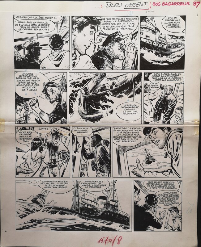 René Follet, Maurice Tillieux, S.O.S. Bagarreur planche 37 (triptyque 35-36-37) - Comic Strip