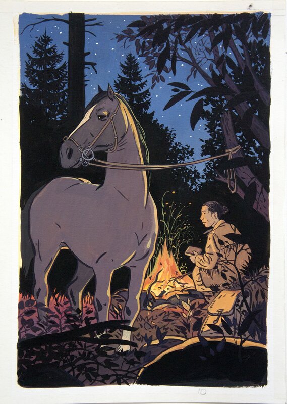 En vente - Nicolas Wintz, Calamity Jane  Le bivouac - Illustration originale