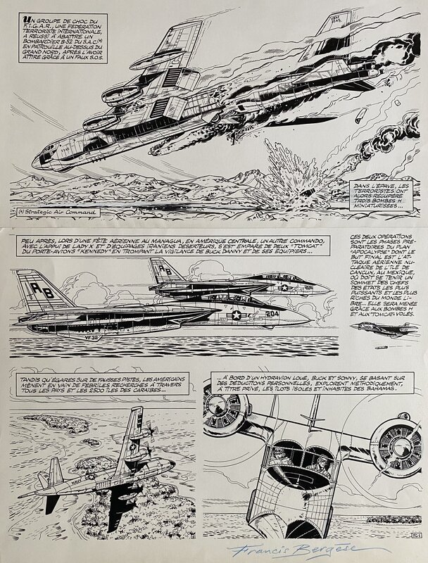 Francis Bergèse, Jean-Michel Charlier, Buck Danny - Le feu du ciel - T43 p1 - Planche originale