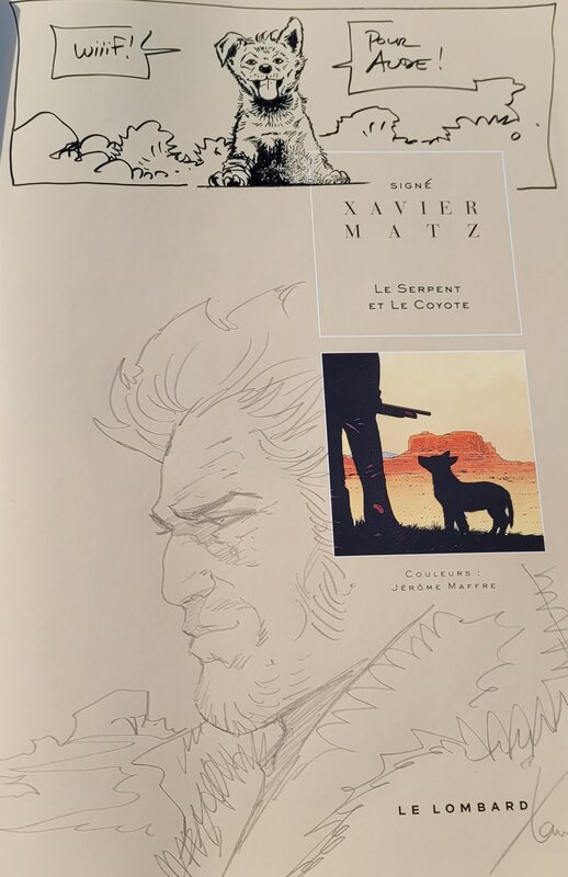 Dédicace de Xavier dans le serpent et le coyote - Sketch