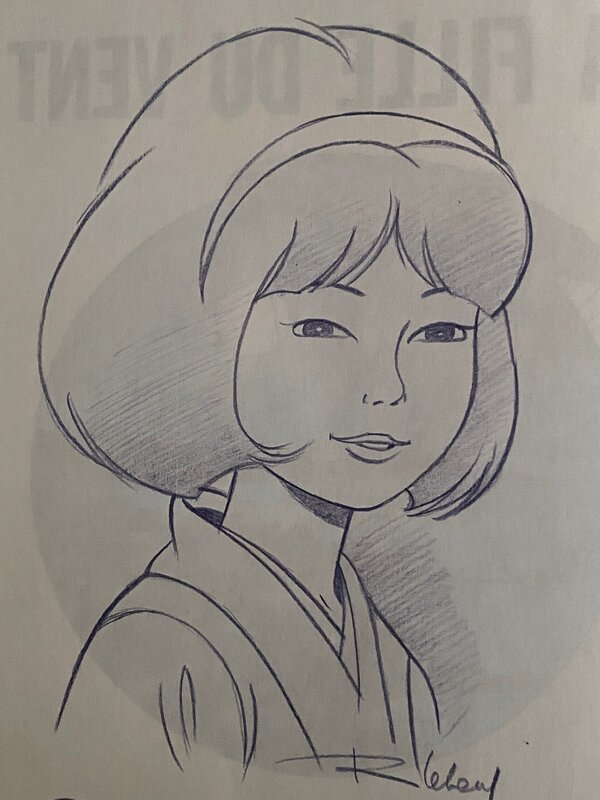 Roger Leloup, illustration originale, Yoko Tsuno en Kimono, La Fille du Vent