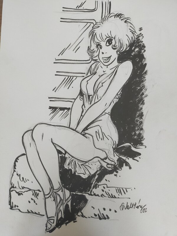 Natacha timide by François Walthéry - Original Illustration