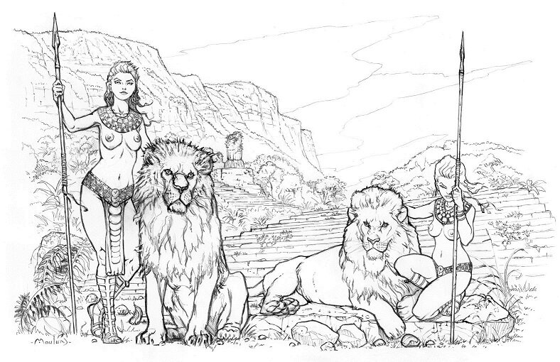 En vente - Les Gardiennes par Régis Moulun - Illustration originale
