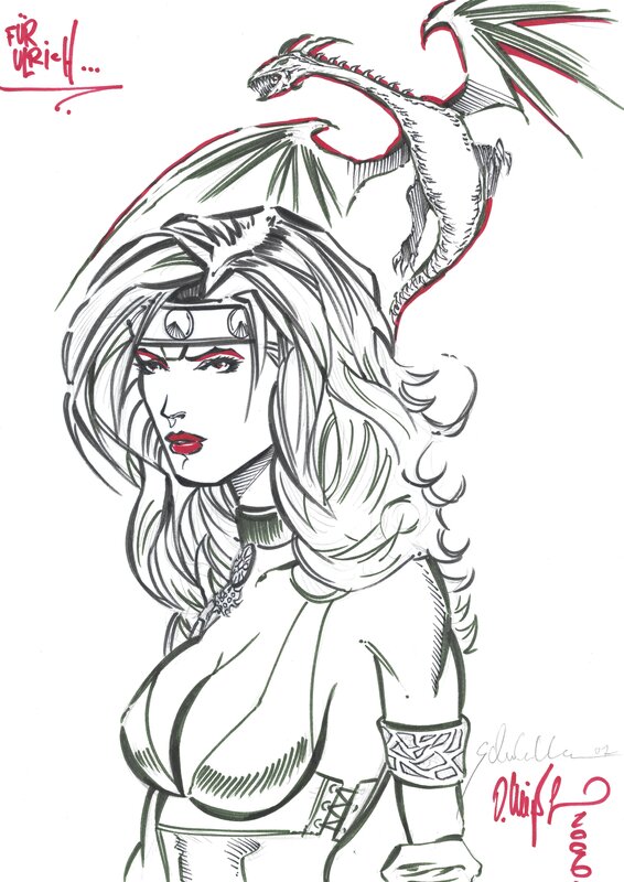 Tomek Schukalla, Daniel Kießler, Warrior Girl with Dragon - Dédicace