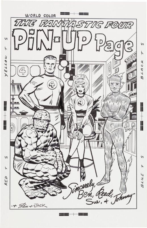 Bruce McCorkindale, Fantastic Four 15 Pin-Up (Recréation d'après Jack Kirby) - Original Illustration
