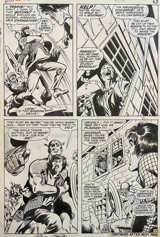 Gene Colan, Joe Sinnott, Captain America - Crack-up on campus #120 p15 - Planche originale