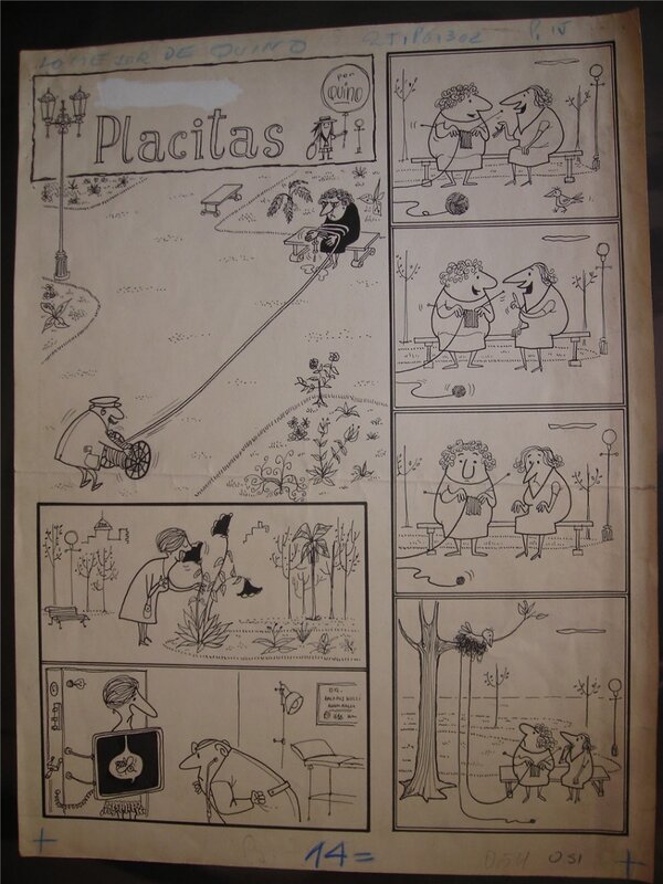 Placitas - QUINO complete page. Rico Tipo 1302. SIGNED - Comic Strip