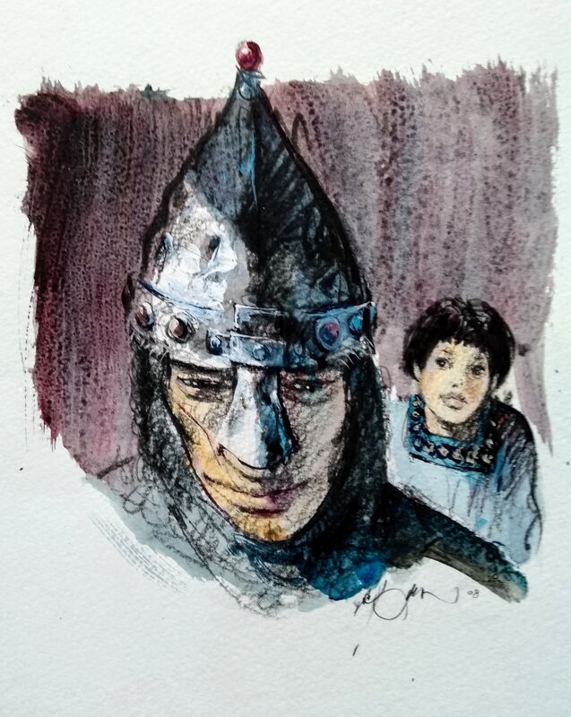 Chevalier cathare by René Follet Original Illustration