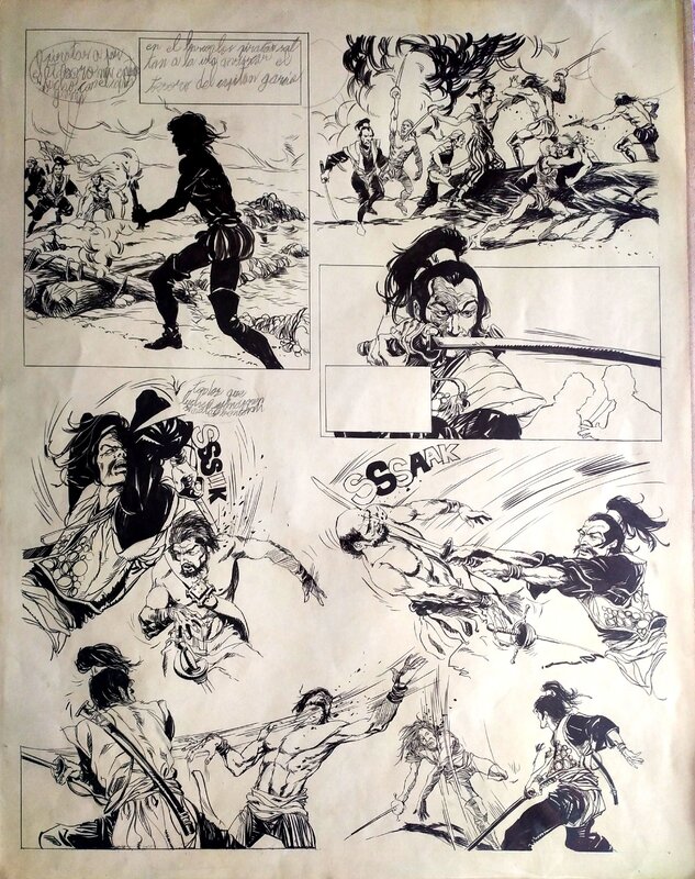Samouraï VS Pirates par unknown - Planche originale