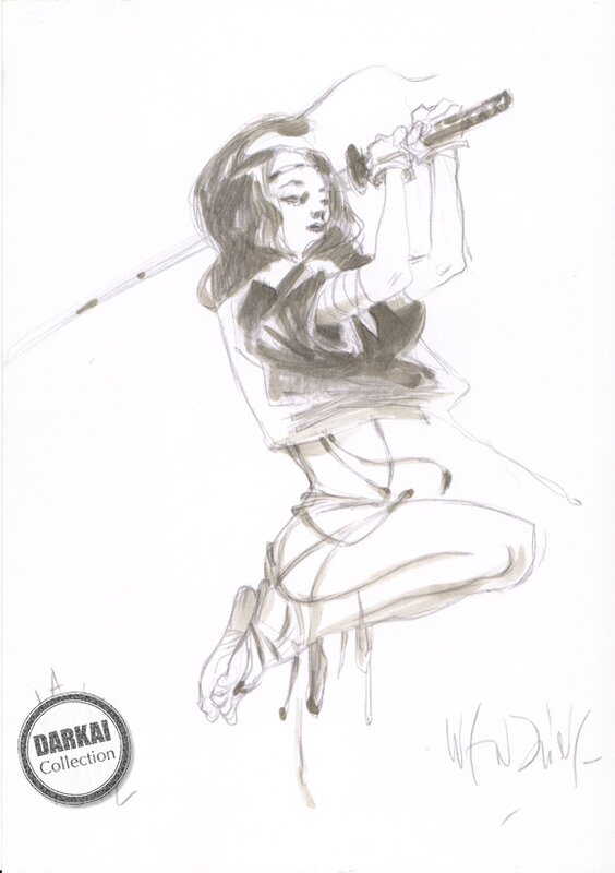 Guerrière au katana by Claire Wendling - Sketch
