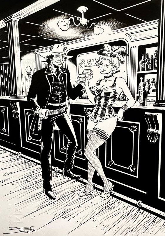 Elisabetta Barletta, Jean Giraud, Blueberry et Chihuahua Pearl (hommage à Giraud) - Illustration originale