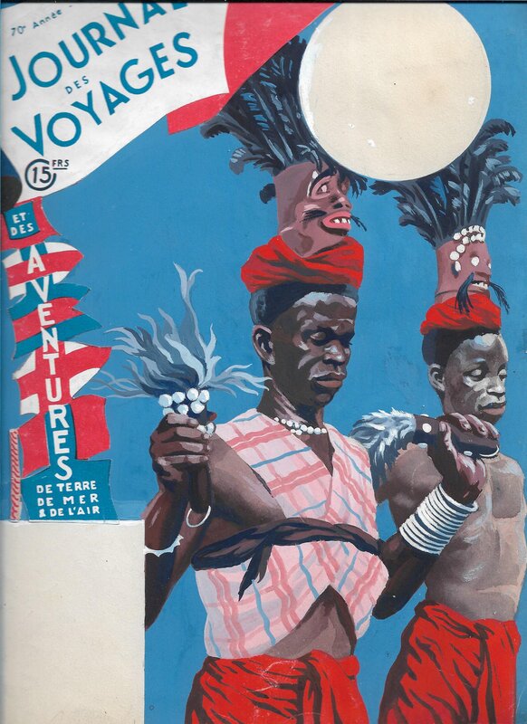 Marcel Thierry, Danseurs de Côte d'Ivoire - couverture du numéro 65 de la sixième série du Journal des Voyages et des Aventures - Original Illustration