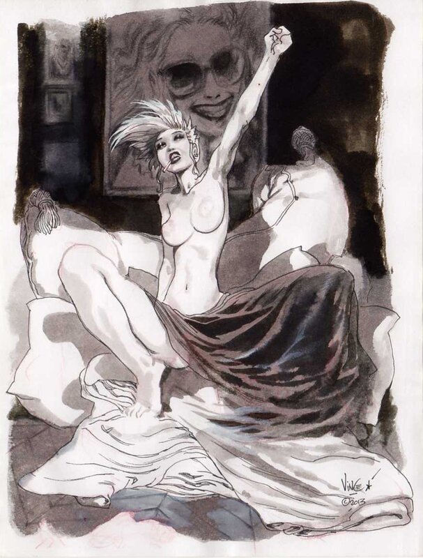 Vince Pin-up au réveil - Original Illustration