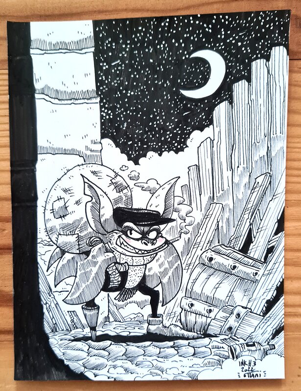 En vente - Dessin original de l'Inktober 2022 : Crapaud par oTTami ! - Illustration originale