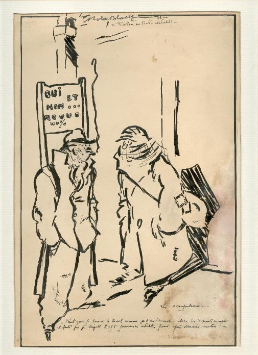 En vente - Robert Black Lenoir Dessin Original Offert a Louis FORTON (Créateur Bibi Fricotin & Pieds-Nickelés) clochard Encre de Chine 1931 - Illustration originale