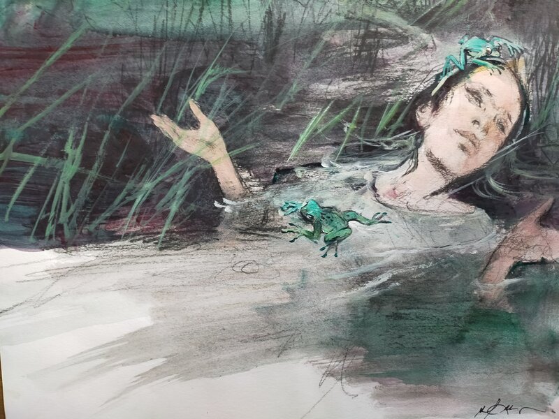 Ophelie par René Follet - Illustration originale