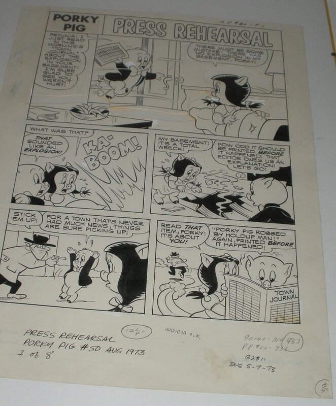 Phil DE LARA, Porky Pig, 1973 - Planche originale