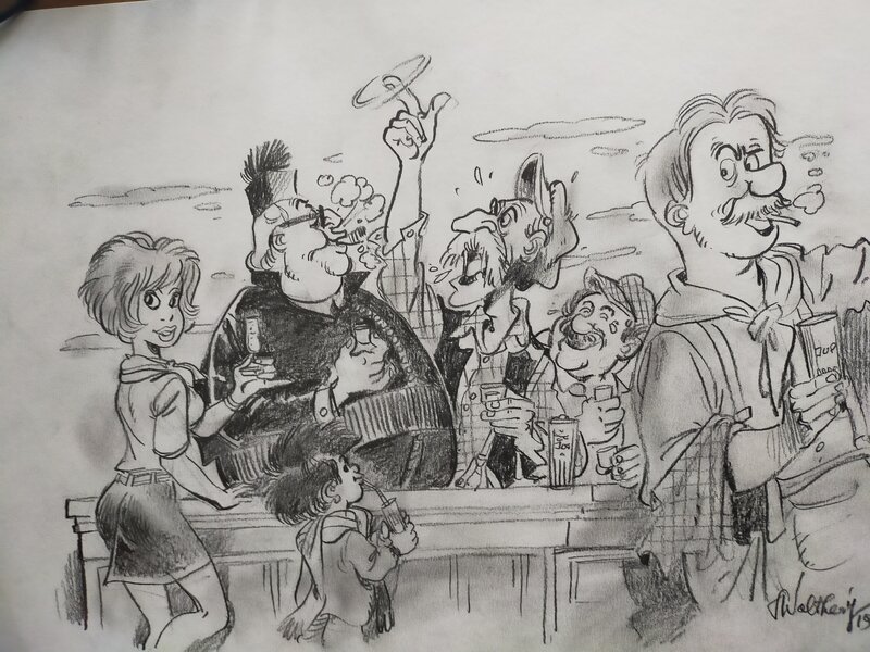 Scène de bar by François Walthéry - Original Illustration