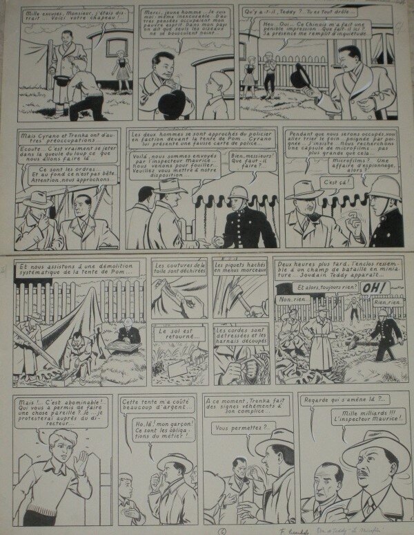 François Craenhals, Pom et Teddy - Le microfilm, 1954 - Planche originale