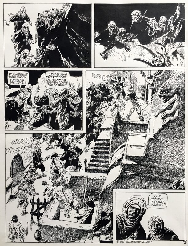 Franz, Jugurtha, tome 15, La pierre noire, planche n°3, 1991. - Planche originale