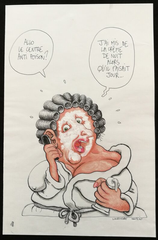 En vente - Laurent Houssin, Crème de nuit, crème de jour. - Illustration originale