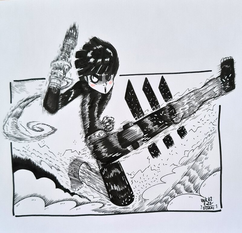 Dessin original de l'Inktober 2022 : Rock Lee par oTTami ! - Illustration originale