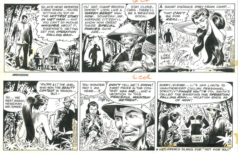 Joe Kubert, Tales of the Green Berets . Strips du 29 et 30 avril 1966 - Planche originale