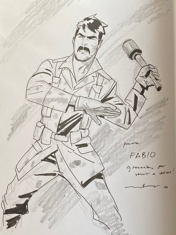 Marcial Toledano, illustration originale, lancer de grenade, 