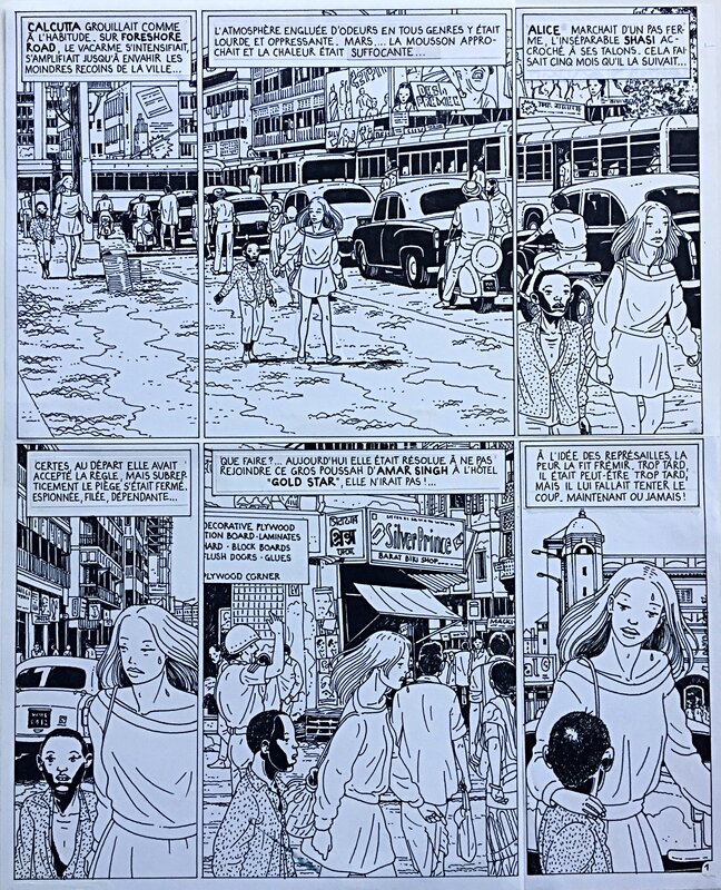 Ceppi, Stéphane Clément, L'étreinte d'Howrah, planche n°1, 1982. - Planche originale