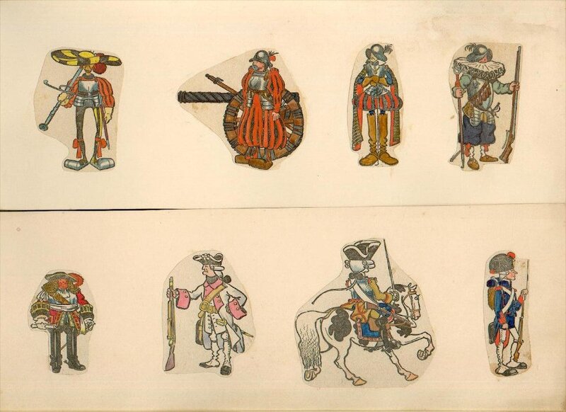 For sale - Louis Forton Mise en Couleur originale Aquarelle (Bleu) 2 Étude Personnage Soldat Cavalier guerre Année 20 Ou 30 - Color guide