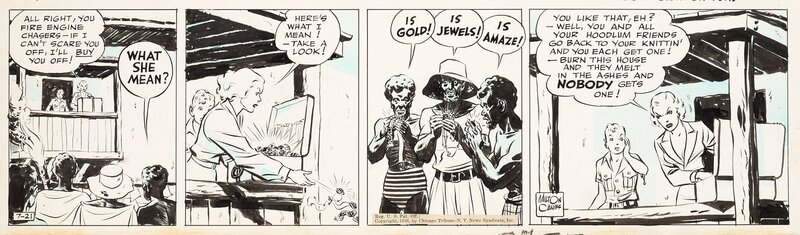 Milton Caniff, Terry et les Pirates . Strip du 21 juillet 1936 . - Planche originale