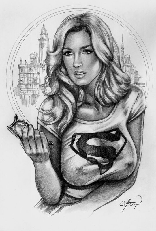 Claudio Aboy, Supergirl with Glasses - Illustration originale