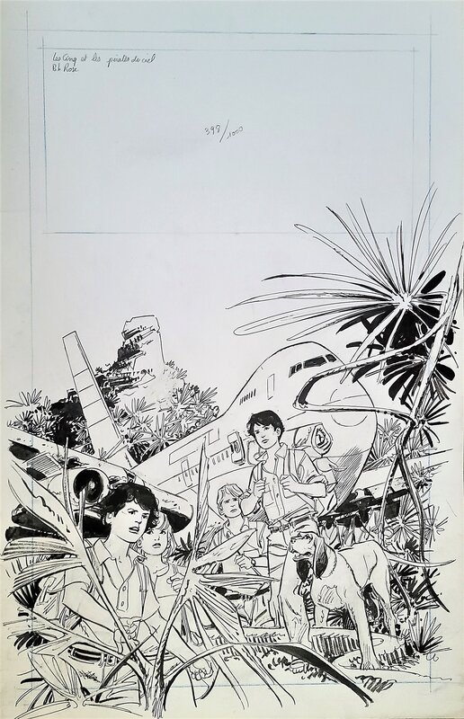 Paul Gillon, Enid Blyton, Gillon - Le Club des Cinq - Couverture - Les cinq et les pirates du ciel - Couverture originale