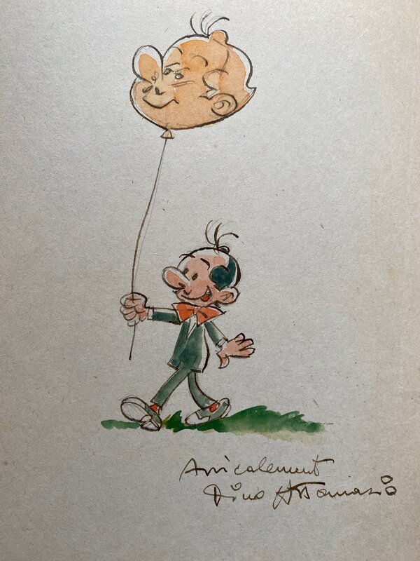 Dino Attanasio, illustration originale, Spaghetti et Prosciutto en ballon ! - Dédicace
