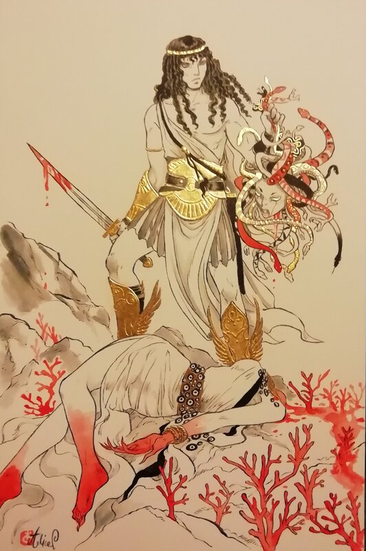 Persée et Méduse par Alice Picard - Illustration originale