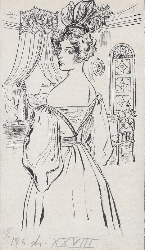 For sale - Georges Pichard, Stendhal, Mathilde de la Mole Le Rouge et le Noir 3 - Original Illustration